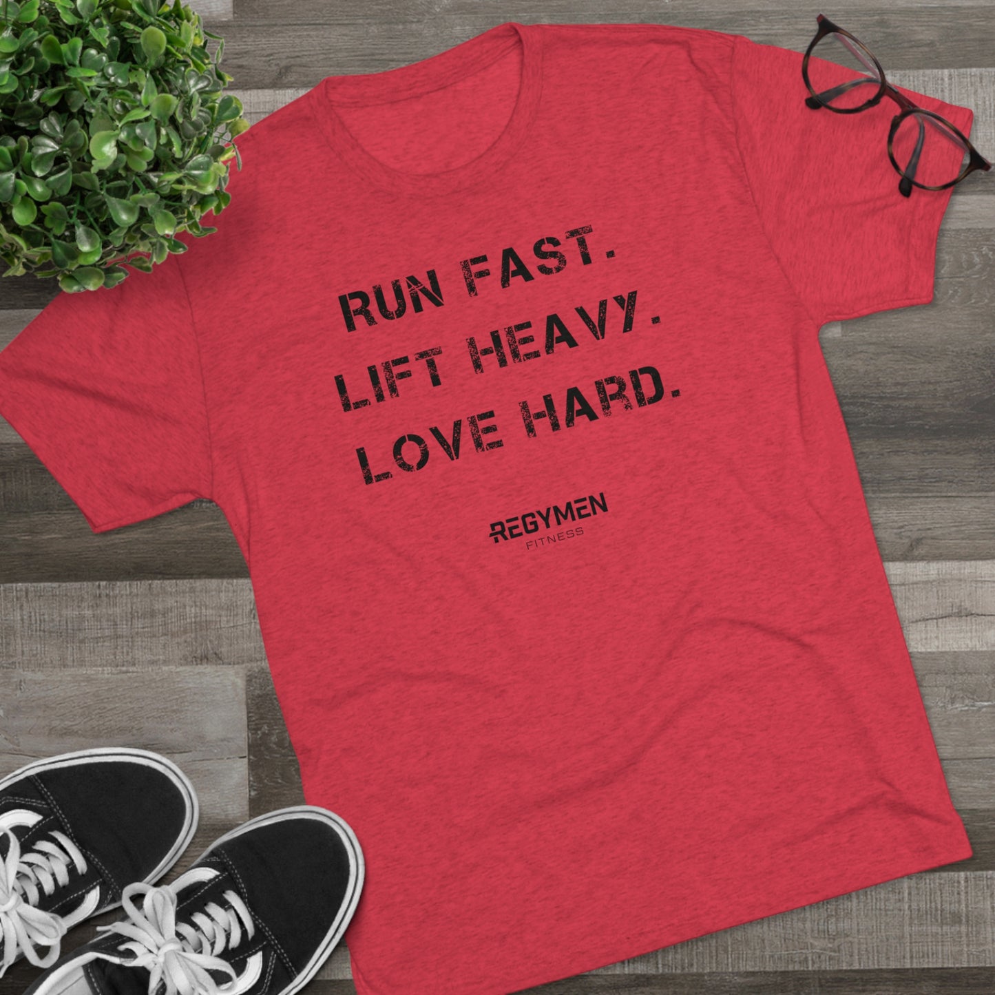 RUN, LIFT, LOVE - Unisex Tri-Blend Crew Tee