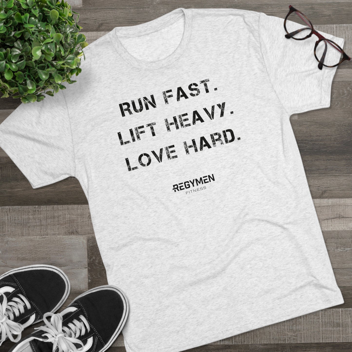 RUN, LIFT, LOVE - Unisex Tri-Blend Crew Tee