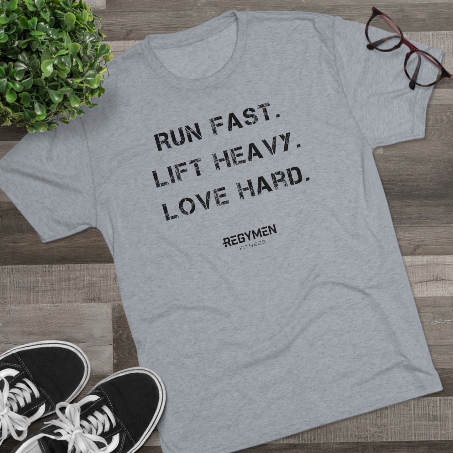 RUN, LIFT, LOVE - Unisex Tri-Blend Crew Tee